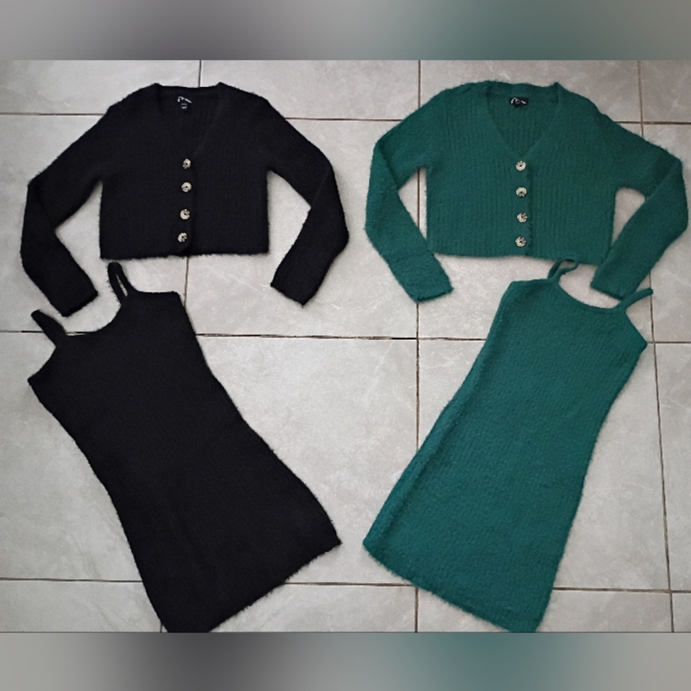 Art Class Black and Green Knitwear Set